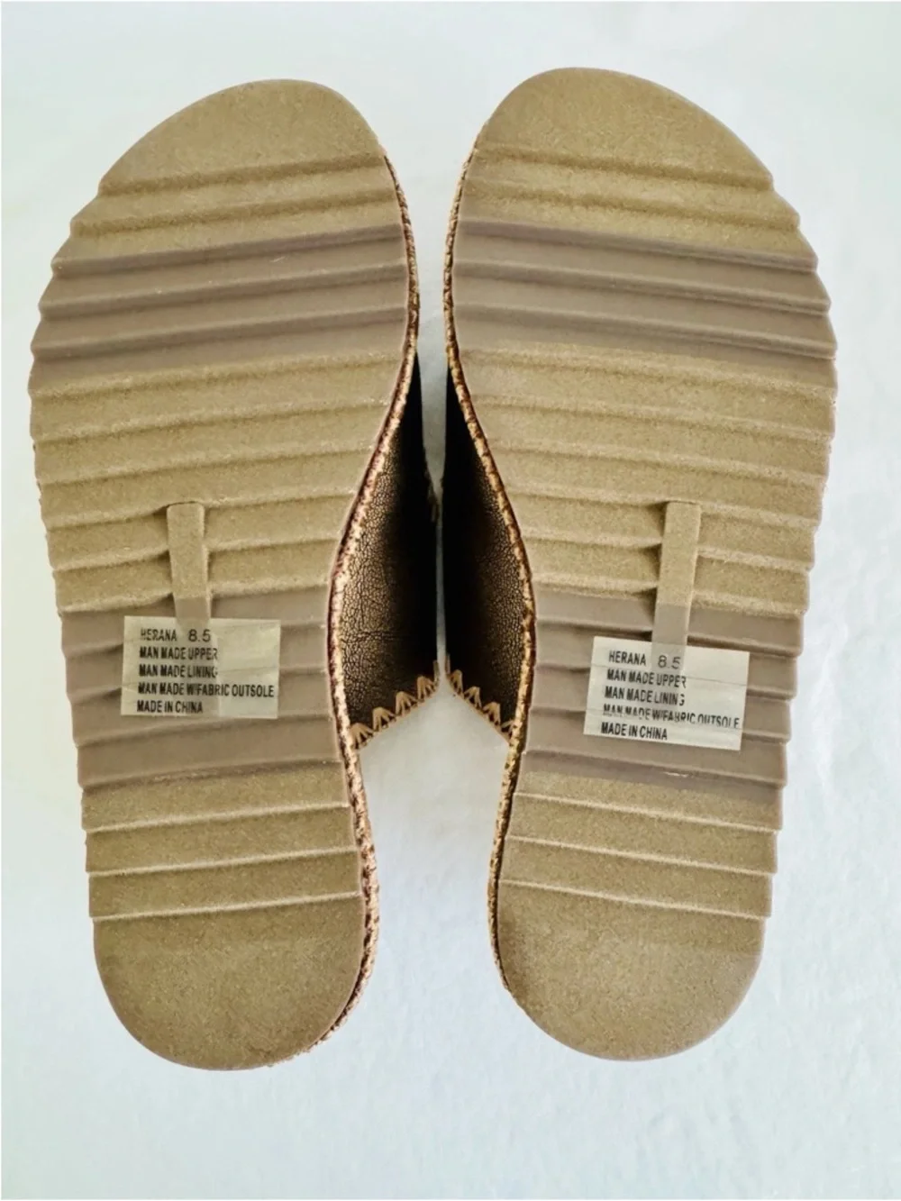 Yellow Box Herena Bronze Slide Platform Sandals Jute Trim Gold Buckle New in Box - Picture 5 of 5
